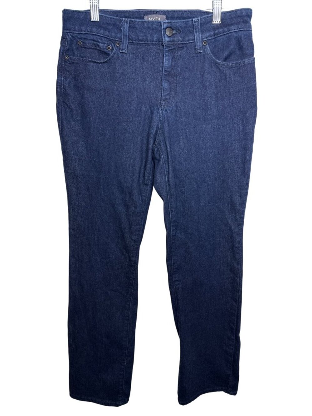 NYDJ Marilyn Womens 10 Straight Leg Jeans Dark Wash Lift Tuck Stretch Denim